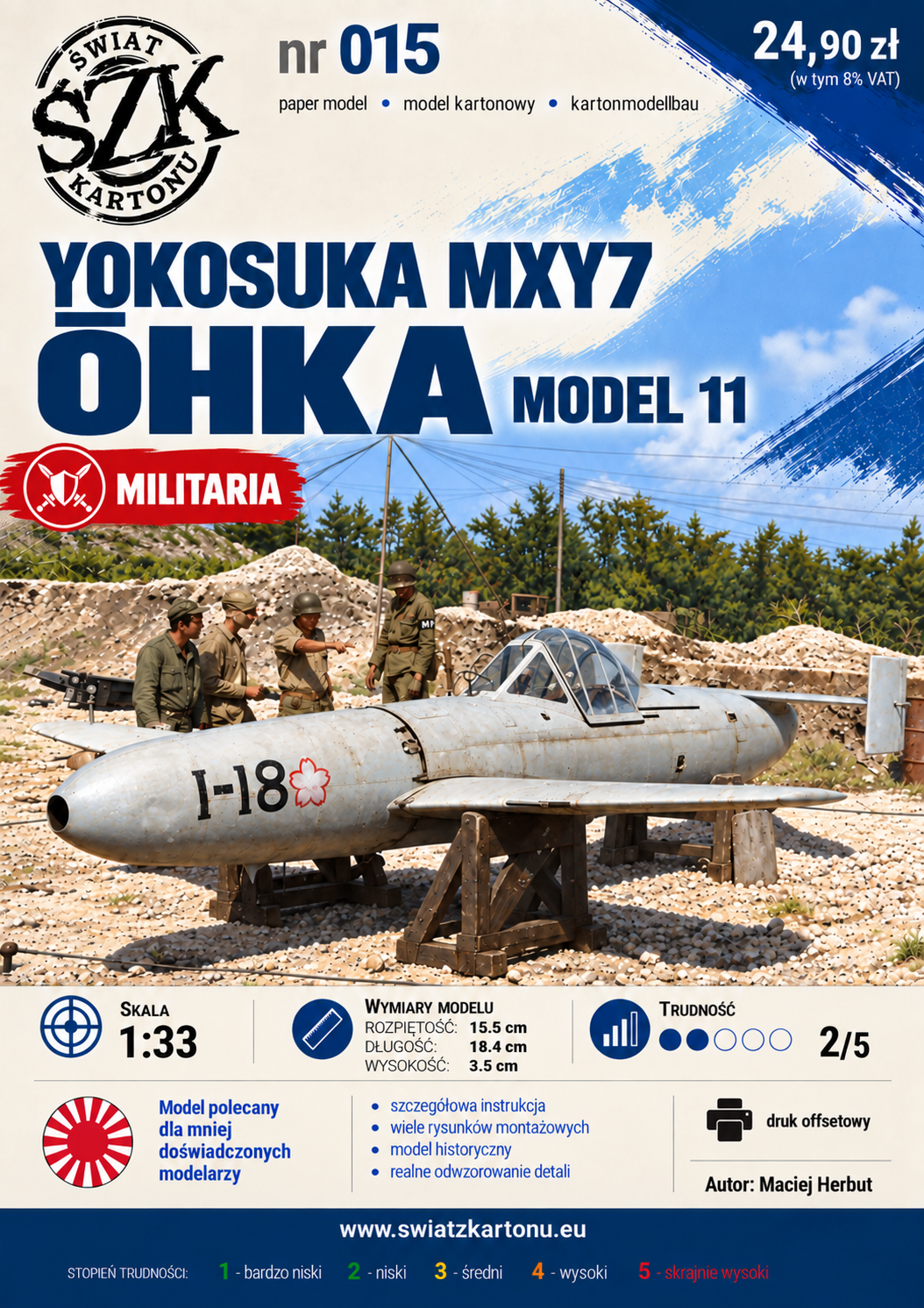 Yokosuka MXY7 Ohka Model 11 1:33 – model kartonowy japońskiego samolotu kamikaze – ŚzK 015 NEW