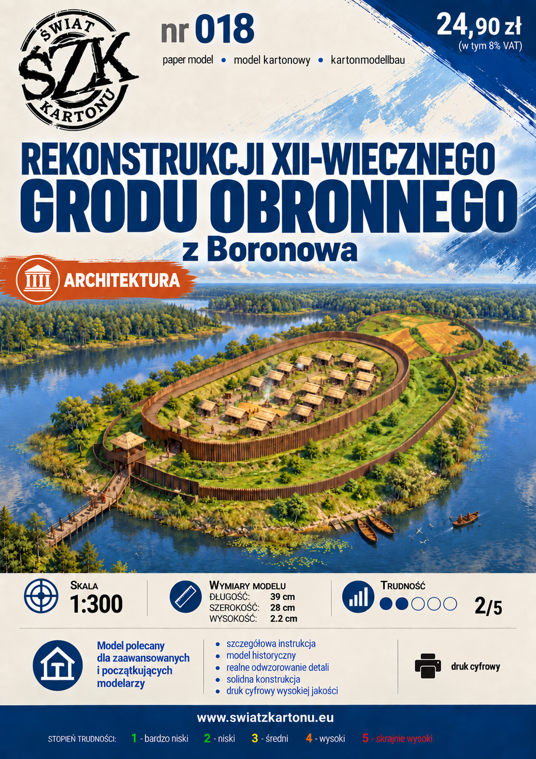 Gród obronny z Boronowa 1:300 – model kartonowy rekonstrukcji XII-wiecznego grodu – ŚzK 018 NEW