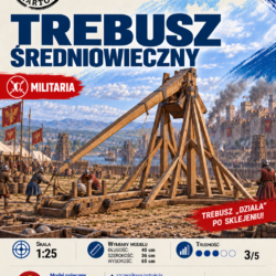 Trebusz średniowieczny 1:25 – działający model kartonowy machiny oblężniczej – ŚzK 021