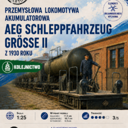 AEG Schleppfahrzeug Größe II 1:25 – model kartonowy przemysłowej lokomotywy akumulatorowej – ŚzK 026