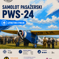 PWS-24 1:33 – model kartonowy polskiego samolotu pasażerskiego – ŚzK 035