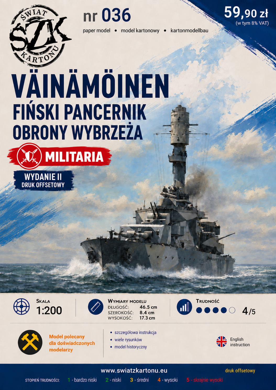 Väinämöinen 1:200 – model kartonowy fińskiego pancernika obrony wybrzeża – ŚzK 036