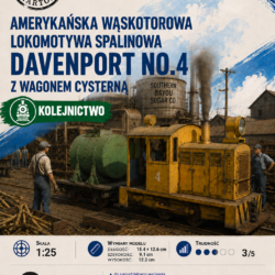 Davenport No. 4 1:25 z wagonem-cysterną – model kartonowy lokomotywy spalinowej – ŚzK 038