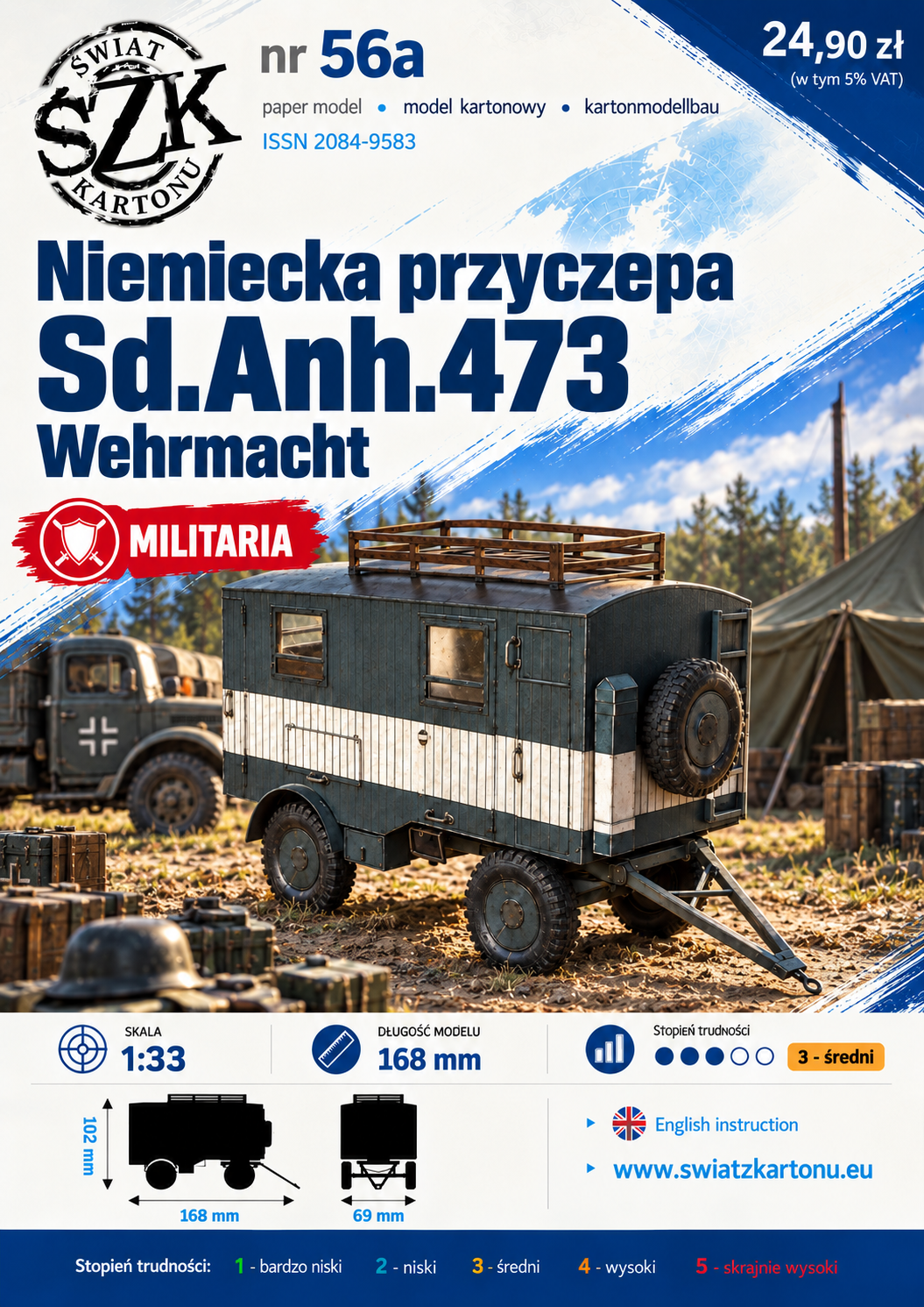 Sd.Anh.473 1:33 – model kartonowy niemieckiej przyczepy Wehrmachtu – ŚzK 056a