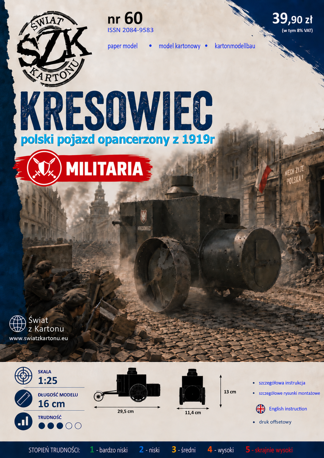 Kresowiec 1:25 – model kartonowy polskiego pojazdu opancerzonego z 1919 roku – ŚzK 060