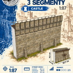 Mur wysoki – 3 segmenty 1:87 (H0) – model kartonowy średniowiecznego muru obronnego – ŚzK C009