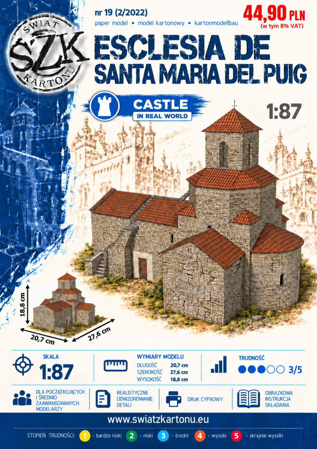 Kościół Santa Maria del Puig 1:87 (H0) – model kartonowy zabytkowego kościoła – ŚzK C019