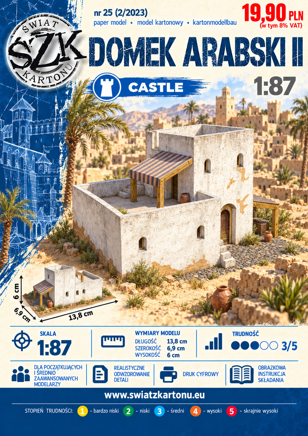 Domek arabski II 1:87 (H0) – model kartonowy zabudowy orientalnej – ŚzK C025