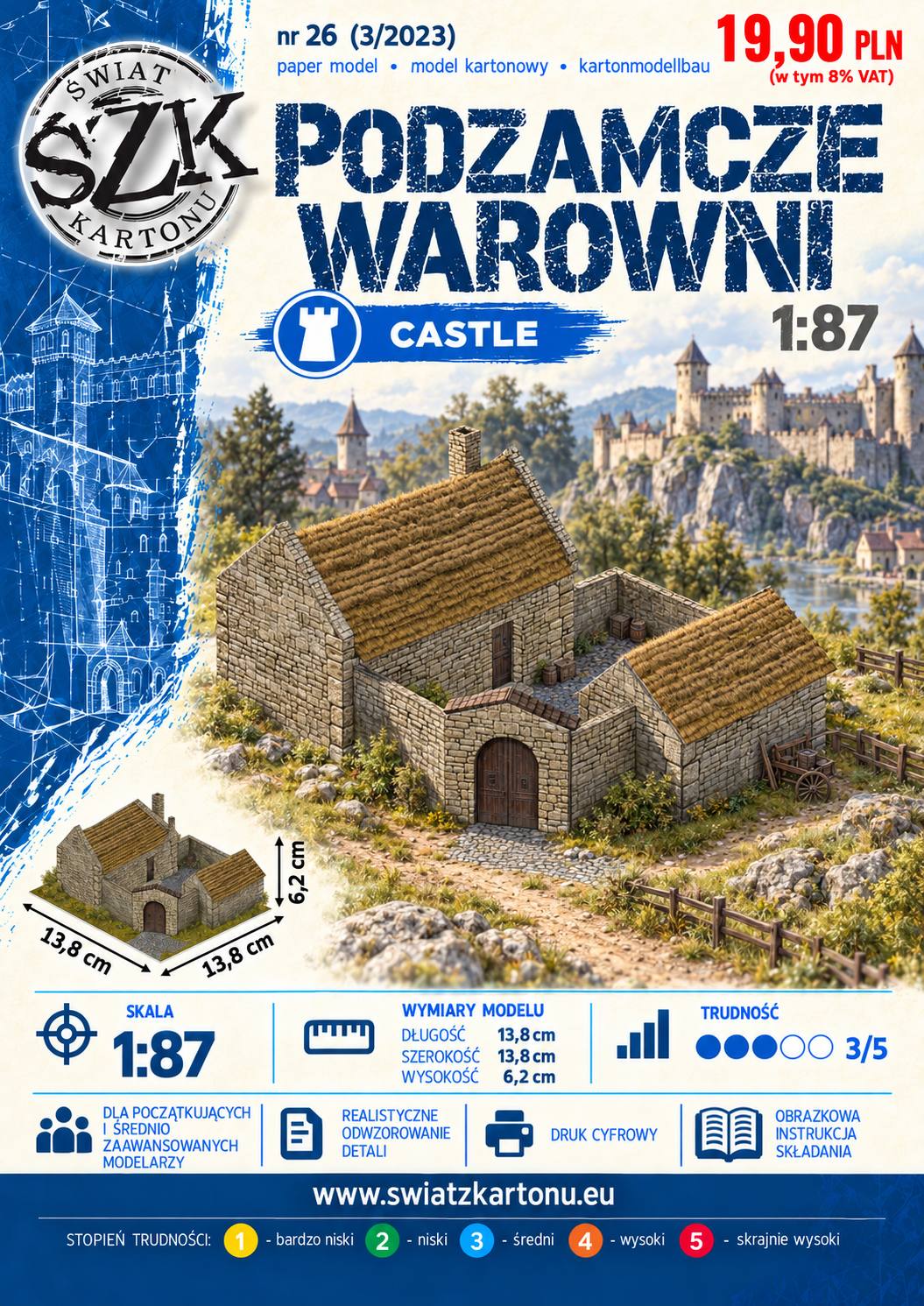 Podzamcze warowni 1:87 (H0) – model kartonowy średniowiecznej zabudowy – ŚzK C026